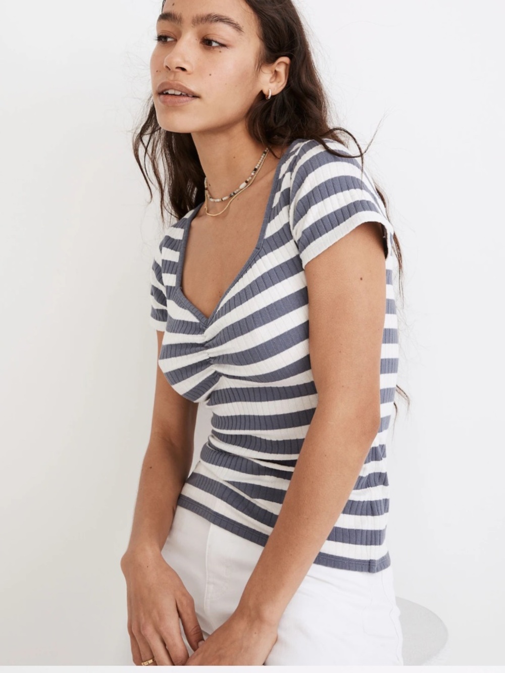 Madewell ribbed sweetheart tee in stripe